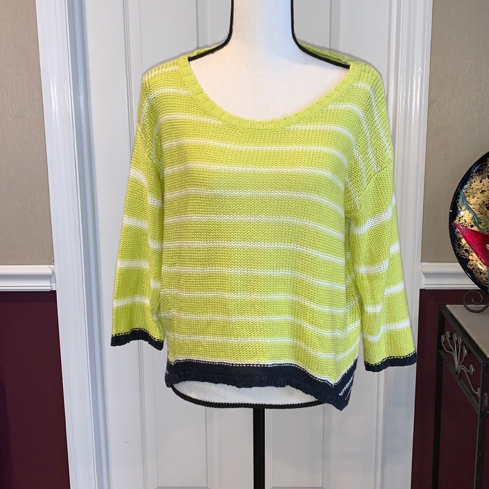 RAZZLE DAZZLE LIME GREEN & BLUE STRIPED SWEATER